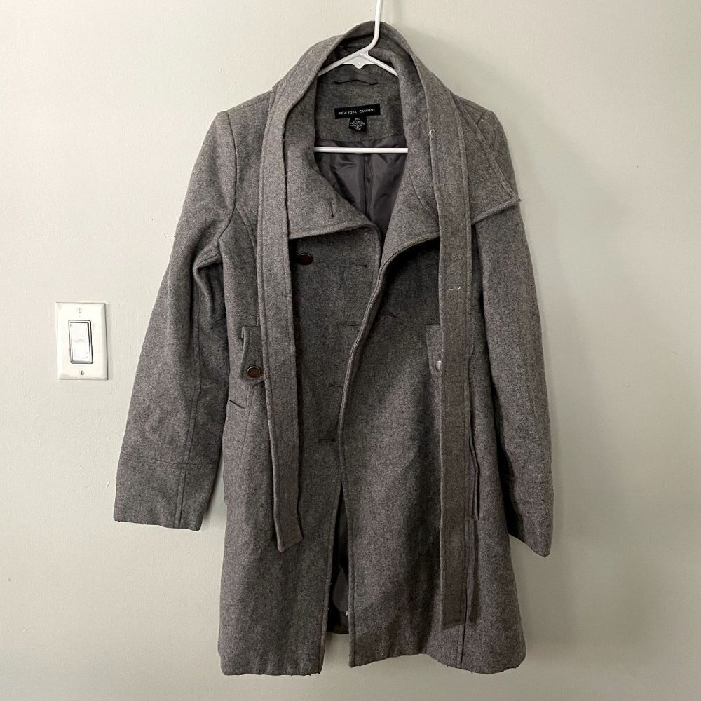New York‎ & Co gray peacoat comfortable warm winter fall style pockets double